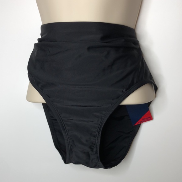 NWT Reebok Women's Solid Zip-Pocket Bikini Bottom Black SIZE 14 PLUS SIZE - Picture 4 of 9
